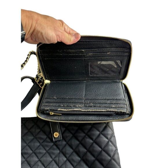 Steve Madden Black Quilted Tote & Wallet Set- note wear - Picture 4 of 8